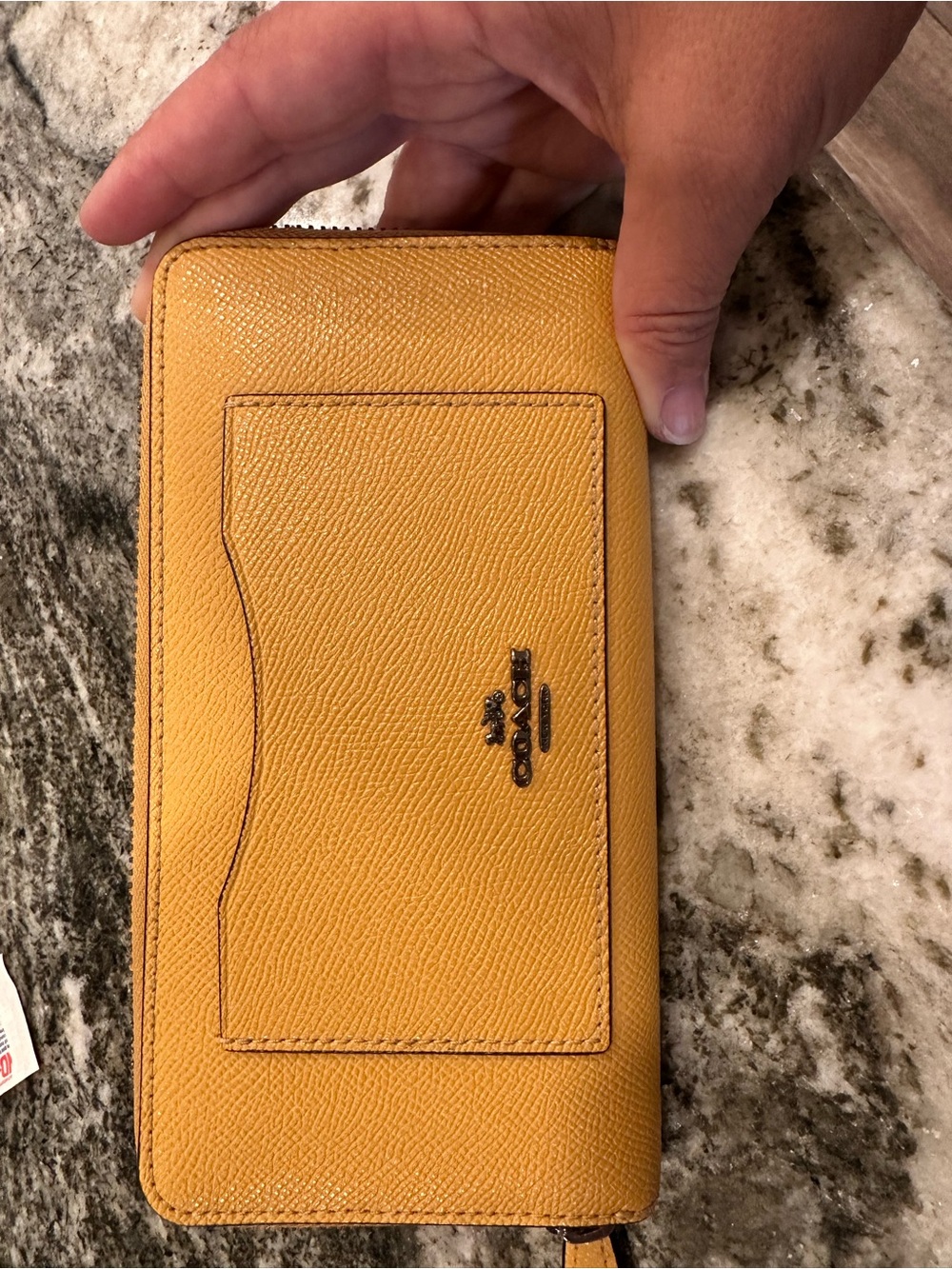 Coach Yellow Pebbled Zip Wallet